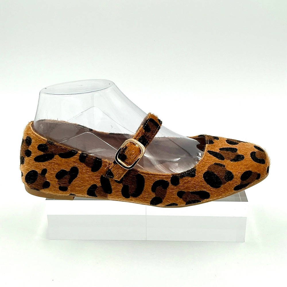 Chase+Chloe Size 6.5 Leopard Print Faux Calf Hair Mary Jane Flats NEW Meli-3